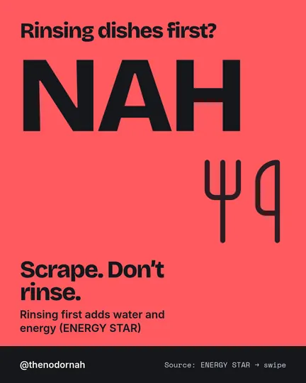 Pre-rinsing dishes: NAH